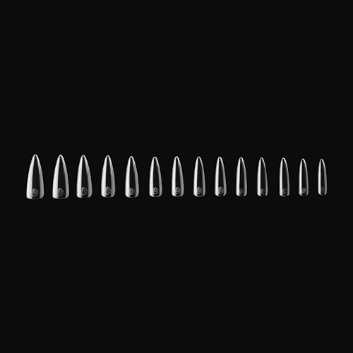 Aprés Gel-X® Natural Stiletto Long Tip Box | 500pc Gel-X Tips, 11 Sizes 00-9, Premium Quality