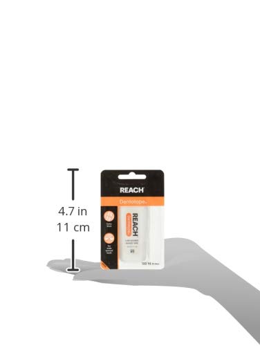 Reach Dentotape Waxed Dental Floss with Extra Wide Cleaning Surface for Large Spaces between Teeth, Unflavored, 100 Yards (Pack of 5)