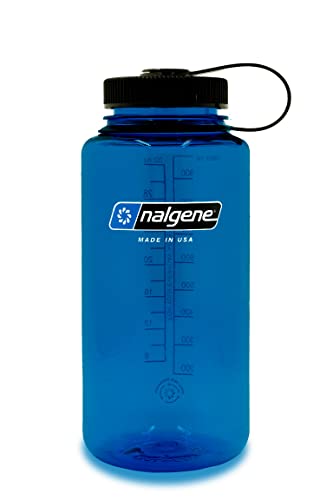 Nalgene Sustain Tritan BPA-Free Water Bottle Made with Material Derived from 50% Plastic Waste, 32 OZ, Wide Mouth, Slate Blue