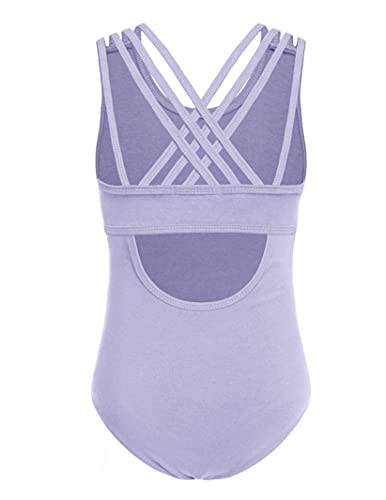 Arshiner Girls' Gymnastic Ballet Dance Tutu Dress Camisole Tank Leotard Skirt, Purple, Tag 120(Age for 3-4Y)