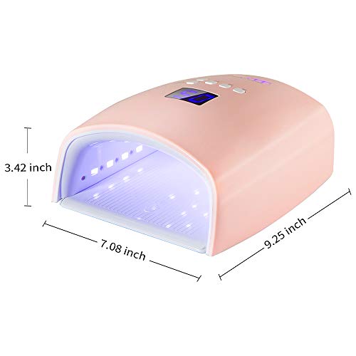 48W Rechargeable UV LED Nail Lamp,Cordless Professional Gel Nail Lights Nail Art Manicure Tools for Home and Salon (Pink)
