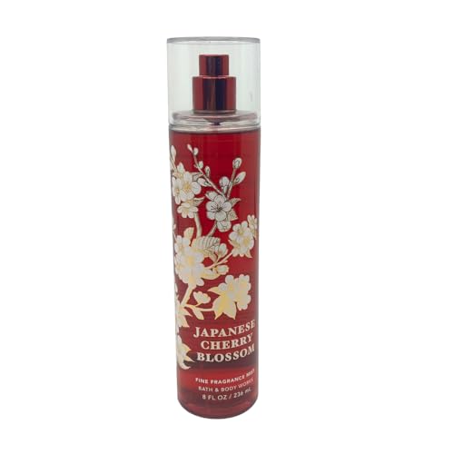 Bath & Body Works JAPANESE CHERRY BLOSSOM Fine Fragrance Mist Gift Set with a Red Bow for Holiday & Gifts - Pack of 3