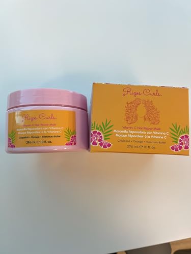 Rizos Curls Vitamin C Hair Repair Mask, Deeply Moisturizes & Hydrates, Softens & Minimize Frizz while Adding Shine, For Dry Damaged Hair, Infused with Shea Butter, 10 oz