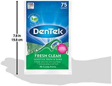 DenTek Fresh Clean Floss Picks, for Extra Tight Teeth, 75 Count, (Pack of 4)