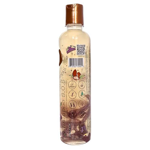 Shampoo Ultra Reparador S.O.S de cebolla y Argan,sin sal ni sulfatos, natural, ayuda al crecimiento, repara cuero cabelludo maltratados, seco o con alisados 400ml, Clear