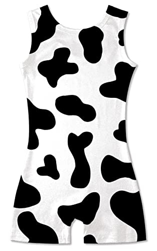 uideazone Girls Gymnastics Dance Leotards 5t 6t Kids One-piece Cows Printing Ballet Bodysuit Quick Dry Stretchy Athletic Unitards Biketards Size 6