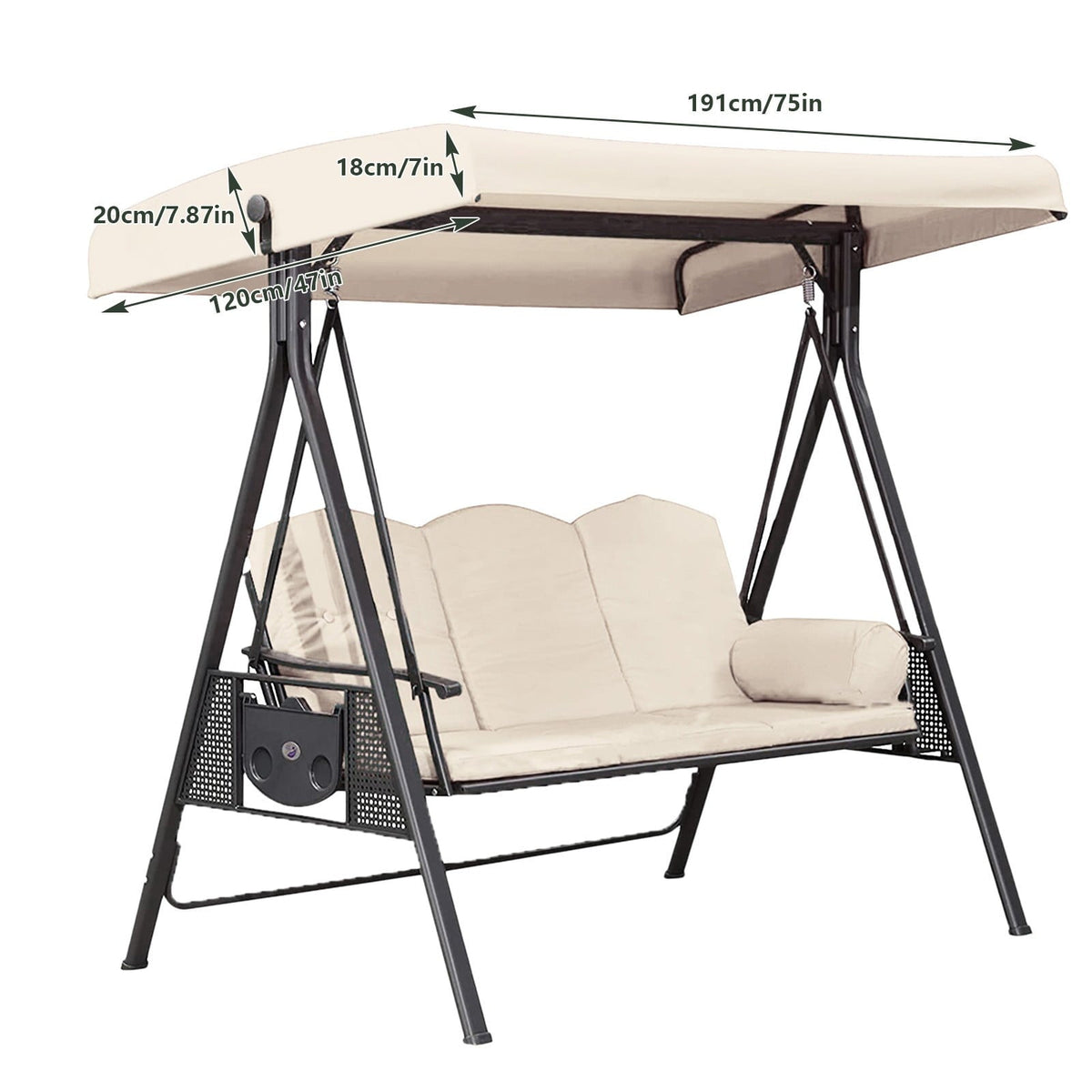 3-Seater Outdoor Balcony Swing Chair Cover, Outdoor Swing Replacement Cover, Durable Garden Swing Covers Suitable for Porches and Backyards