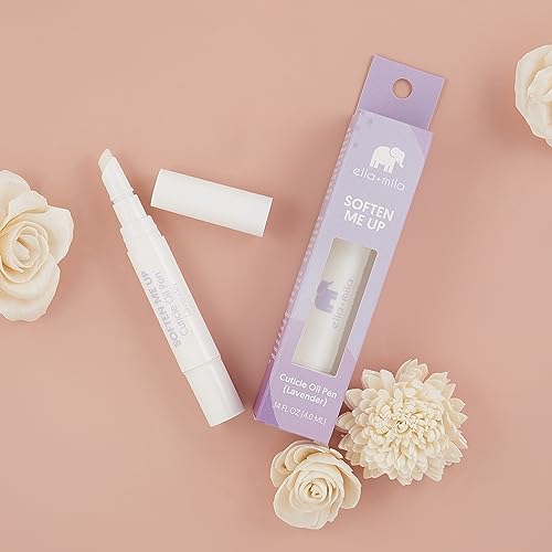 ella+mila Soften Me Up Cuticle Oil Pen (Lavender) - Rejuvenating Cuticle Oil for Nails with Vitamin E - 17-Free Cuticle & Nail Oil Pens for Healthier Nails - Vegan Nail Oil Cuticle Pen (0.14 fl oz)