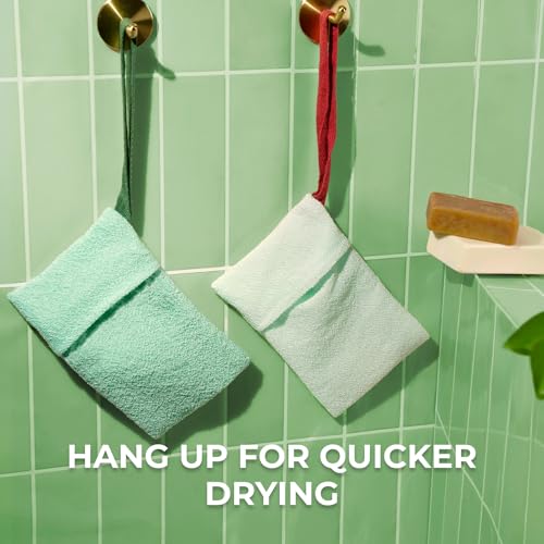 ZOMCHI 2 Pieces Bar Soap Saver Bags with Different Roughness, Exfoliating Soap Bags for Body Wash, Foaming Soap Holder for Shower (Mint)