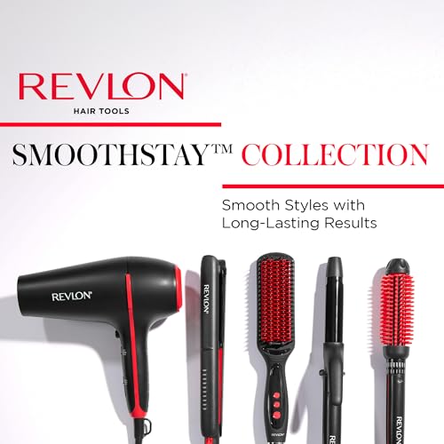 REVLON SmoothStay XL Hair Straightener - Heated Straightening Brush for Silky & Straight Long-Lasting Results, Locks in Moisture with Reduced Static & Frizz