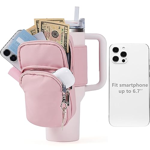 SUITMAT Water Bottle Pouch for Stanley Quencher Cup Tumbler, Large Cup Pouch Bag for Stanley Cup Accessories, with Multiple Pockets (Bag Only)