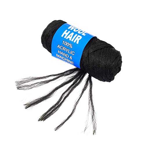 Brazilian Wool Hair Yarn for Braids 100% Brazilian Wool Hair Acrylic Yarn for African Braids/Spring Twist/Faux Locs/Wraps with Crochet Hook(8 Roll, Natural Black)