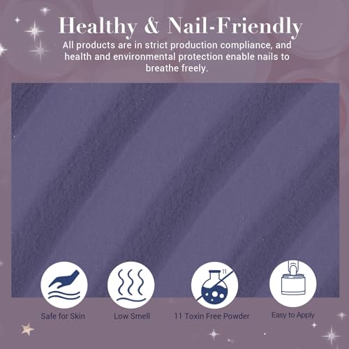 AZUREBEAUTY Dip Powder Nail Kit Starter 4 Colors Winter Blue Grey Purple Brown Dipping Powder System Liquid Set with Base & Top Coat Activator for Christmas French Nail Art Manicure Salon DIY at Home