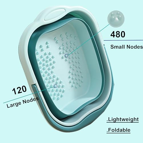 Foot Bath 15L(4 GL) Collapsible Foot Soak Tub with Handle, Foot Spa Bath Massager Foot Soaking for Dry Cracked Feet, Plastic Foot Bucket