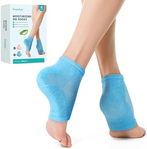 Moisturizing Heel Socks for Cracked Heel Treatment - Promifun 2 Pairs Moisturizer Socks for Dry Cracked Feet - Cracked Heel Repair - Heel Socks for Women & Men (Blue & Pink)