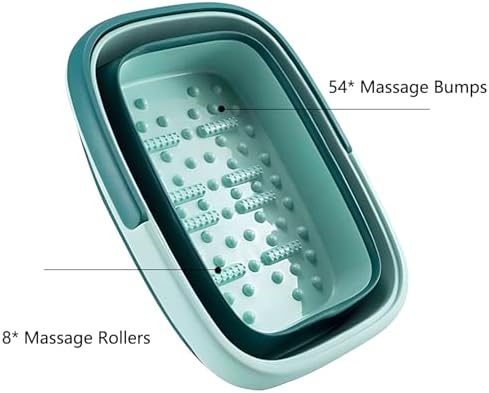 Collapsible Foot Bath Soak Tub with Handle: 15L/4 Gallons Extra Large Foot Soaking Tub - Portable Foot Bath Basin Foot Bucket for Soaking Feet - Pedicure Bowl (Green)