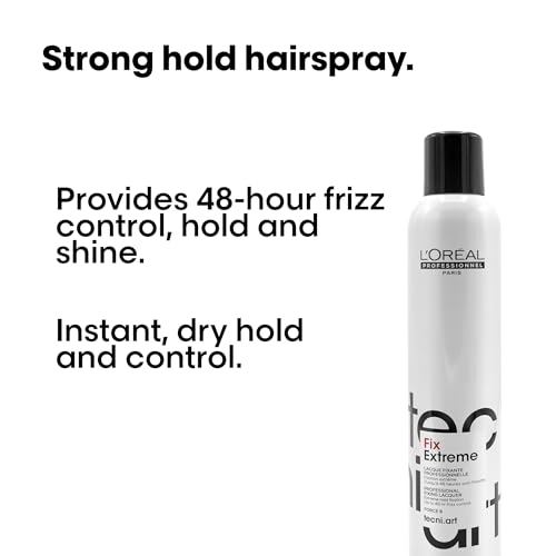 L'Oréal Professionnel Paris Fix Extreme Lacquer - Strong Hold Hairspray For All Hair Types, Anti-Frizz and Shine, Packaging May Vary