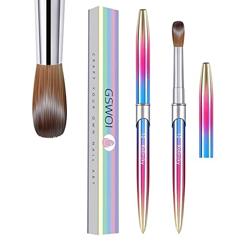 100% Kolinsky Acrylic Nail Brush,3D Pure Handmade Round Shape Size 12 Nail Brushes for Acrylic Application, Professional Nail Art Brush Manicure for Professional Manicure DIY Home Salon(#12)