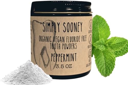 Remineralizing Vegan Fluoride Free Tooth Powder Peppermint Formula I Glass Jar I Stronger Teeth I Fresh Breath I with Xylitol I Organic Ingredients