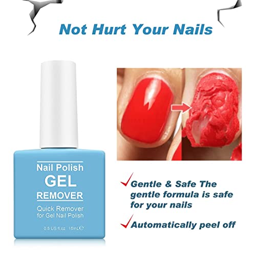 2Pcs Gel Nail Polish Remover, Nail Polish Remover for Gel Nails, Ultra-Powerful Professional, Soak-Off in 2-5 Minutes (1Pcs Cuticle Pusher, Nail Scraper & Scrub Stick)