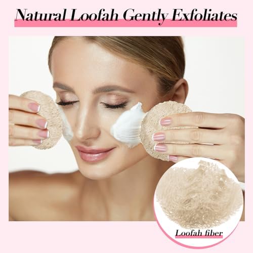 Bokon 100 Pcs Loofah Exfoliating Face Pads 2.36 Inches Round Sponge Body Face Scrubber Remove Dead Skin Facial Loofah Pad Bulk for Bath Shower Spa Skin Scrub Cleaning Women Men