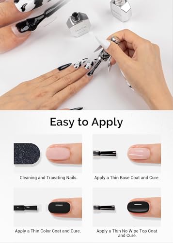 MelodySusie Thick Gel Nail Polish Set- 2 Pcs 15ML Black & White Gel Polish Set Soak Off UV LED White Gel Polish Christmas Gift for Women Nail Art Manicure Salon DIY Nail Design Decoration at Home