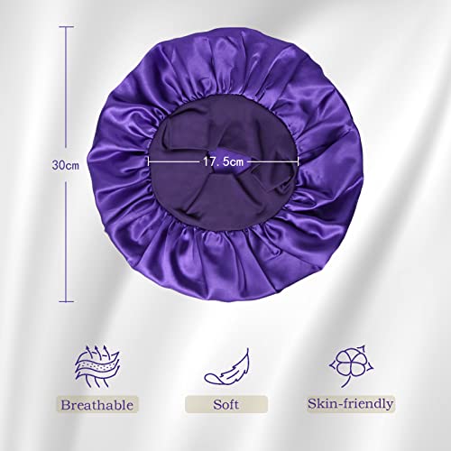KEPUWAY 10 Pcs Bonnet, Superior Satin Bonnet with Elastic Wide Band, Silk Hair Bonnet for Sleeping Women Men curly Dreadlock Braid Hair (Multicolor Share Pack)