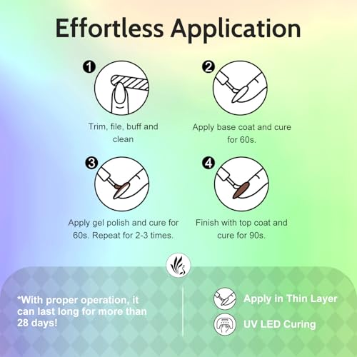 Lavender Violets 49 PCS Gel Nail Polish Set, 45 Colors Cat Eye Reflective Glitter Gel Polish with Nail Primer, Base Coat, Glossy & Matte Top Coat Jelly Nude Red Brown Gifts for Women