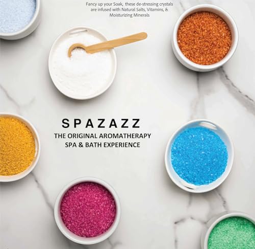 Spazazz Spa and Bath Salt Aromatherapy Crystals for Hot Tub - Gift Bundle Set The Mood Love Potion #9 Seduction 17oz - Destinations Hawaii Aloha Paradise 22oz with 5 Point Full Body Massage Tool