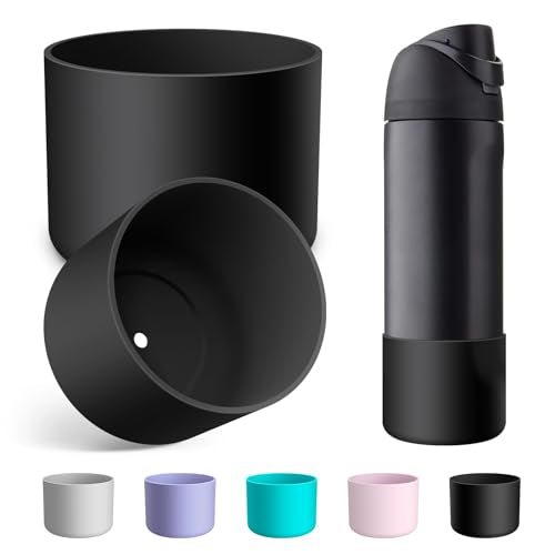 Alwenid 2PCS Silicone Water Bottle Boot for Owala 32 Oz, Anti-Slip Protective Sleeve Bottom Bumper Protector for FreeSip, Twist, and Flip Stainless Steel Water Bottles (Milky Gray)
