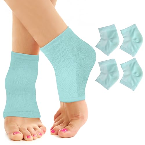 Moisturizing Socks for Women & Men | Aloe Vera Cracked Heel Treatment | Foot Callus Remover | Aloe Socks for Cracked Heels & Dry Cracked Feet | Lotion Infused Gel Heel Socks (Fits Most - 2 Pairs)