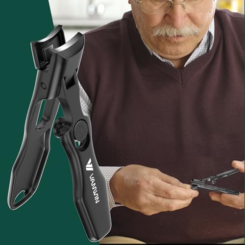 German Nail Clippers for Men Thick Nails, VANWIN Toenail Clippers for Seniors Large Wide Jaw Opening, Heavy Duty No Splash Fingernail Clipper with Safety Lock Nail Clippers with Catcher for Women
