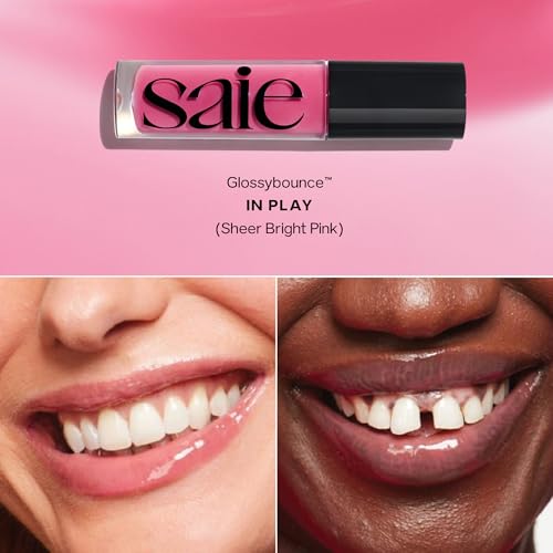 Saie SaieGlow Starter Makeup Kit - Glowy Super Gel in Roseglow, Dew Blush in Baby, and Glossybounce Lip Gloss in Play - Summer Essentials Makeup Set in a Mini Reusable Jelly Travel Bag (3 Count)