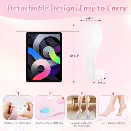 Yokilly Toe Nail Soaking Bowl, 2 PCS Toenails Soak Off Bowl, Shoe Design Foot Bath Soak Tub Bowl, Acetone Proof Pedicure Foot Spa Nail Soaker Bowl for Soak Off Dip Powder Gel Polish Remover (Clear)