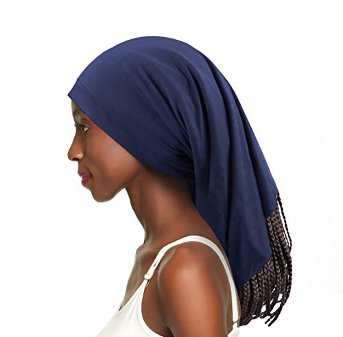 Dreadlock Tube Satin Sleep Cap for Braids Dark Blue