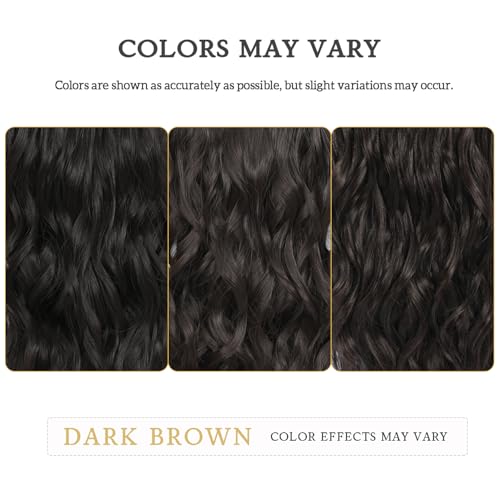 Clip in Hair Extensions, 6 PCS Natural & Soft Hair & Blends Well Hair Extensions, Dark Brown Long Wavy Hairpieces(20inch, 6pcs, Dark Brown)