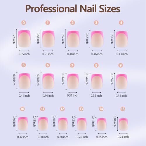 Misssix XBASICTIPS French Tip Press On Nails, 300Pcs French Gel Nail Tips Short Square, Soft Gel Pre-shaped No Need to File 3 in 1 Tips, Fake Nails for Nail Art DIY Extension Designs 15 Sizes