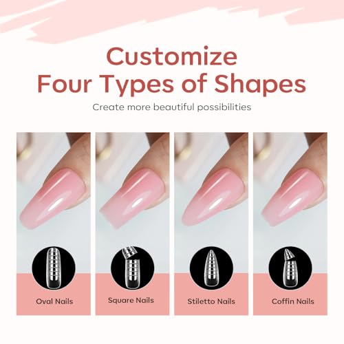 modelones Poly Gel Nail Kit 6 Colors with 8 W Nail Lamp Extension Gel Kit Jelly Milky White Pink Nude Complete Tools Beginner Thickening Solutions DIY at Home for Women