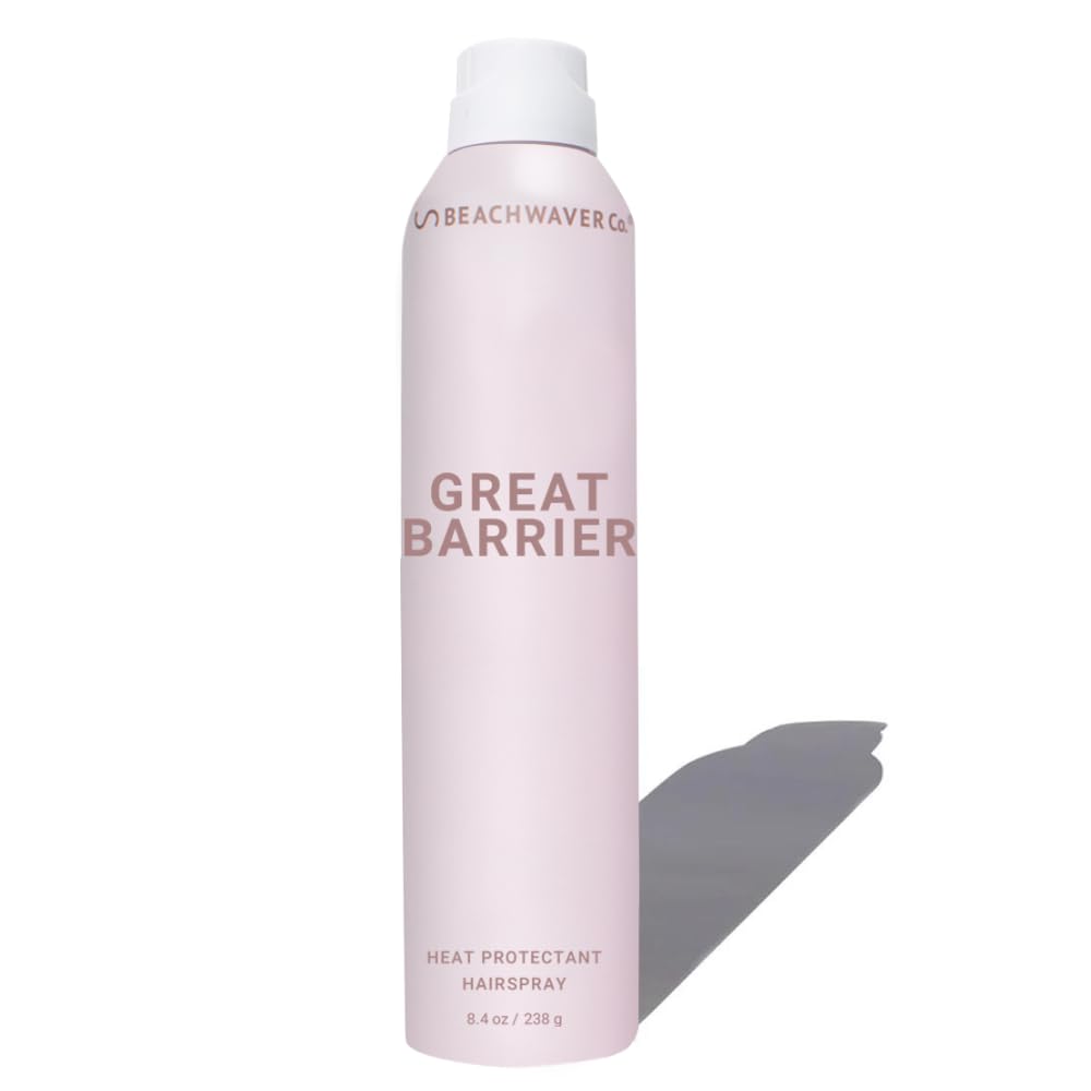 The Beachwaver Co. Haircare Great Barrier Heat Protectant Hair Spray - Full Size (8.4 Fl Oz) | Multi-Purpose Treatment for Heat Protection | Flexible Hold & No Frizz | Polynesian Pink Sugar Scent