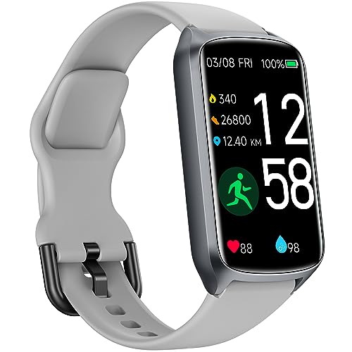 Amzhero Health Fitness Tracker with 24/7 Heart Rate, Blood Oxygen, Blood Pressure, Sleep Tracker, 5ATM Waterproof Activity Trackers with Step Tracker, Pedometer (S & L Bands Included)
