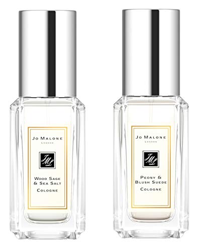 Jo Malone Wood Sage & Sea Salt, Peony & Blush suede duo. Mini Travel size .3oz / 9ml each.