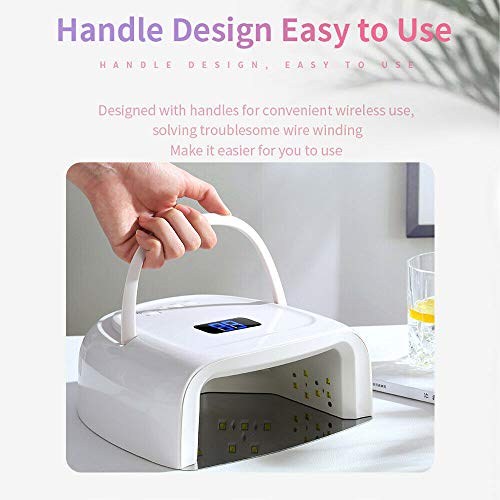 60W Rechargeable UV LED Nail Lamp, Faster Wireless Nail Dryer Gel Polish Light 42 Beads & Portable Handle, Professional Curing Lamp For Fingernail and Toenail, Auto Sensor & Quick Dry Nail Machine