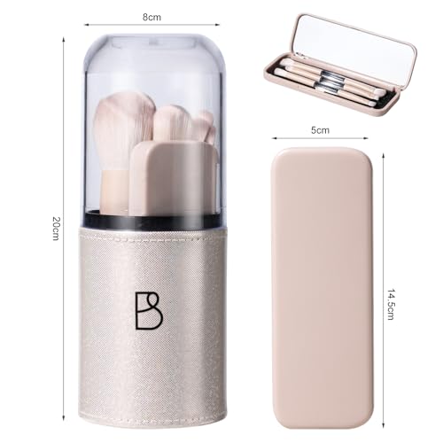 BS-MALL Makeup Brush Set Travel Mini Makeup Brushes Synthetic Kabuki Brush Set Foundation Powder Blending Concealer Eye shadows Blush Cosmetics Brushes with Organizer Holder& 3 Mini Eyeshadow Brush