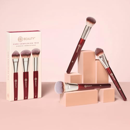 BK Beauty Core Complexion Trio Makeup Brushes Set (3PC) – Foundation, Concealer, and Blending Brushes for Liquid, Cream & Powder – Vegan, Cruelty-Free, Ultra-Soft Face Makeup Brushes
