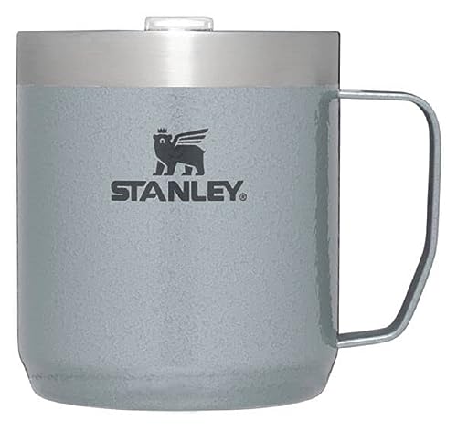 Stanley Stay Hot Camp Mug - Durable 18/8 Stainless Steel Insulated Mug - Splash-Free Tritan™ Drink-Thru Lid - 12 OZ - Hammertone Silver