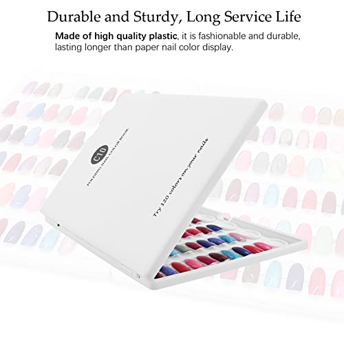 Nail Color Display Book Nail Swatch, C10 Plastic Nail Sample Display Book Nail Gel Color Card Book with Transparent Replacement Nails, No Need Pasting, No Need Glue (C10)