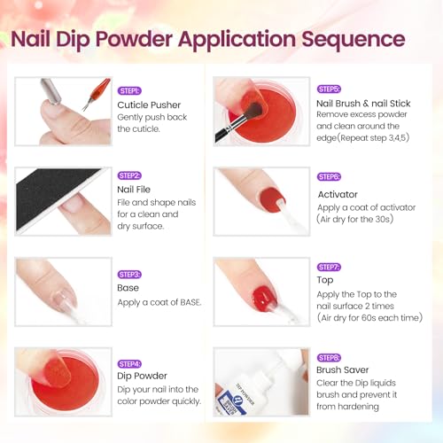 32 Color Dip Nail Powder Starter Kit 36 Bottle Blue Cheese Yellow Nail Dip Powder Kit with Base Top Coat Activator for French Nail Art Manicure DIY Salon