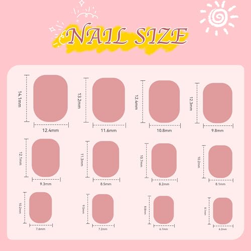 Kids Press on Nails Children Fake Nails 72PCS Artificial Nail Tips Adhesive Full Cover Short False Fingernails for Girls Kids Nail Decoration (French Donut Heart)