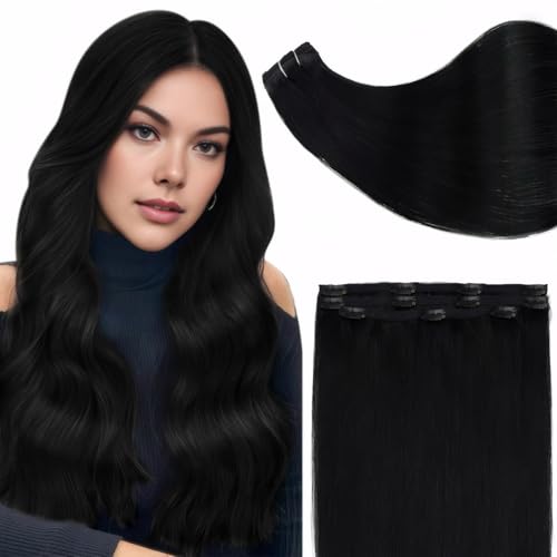 Full Shine Hair Extensions Black Clip in Extensions Human Hair 20 Inch Hair Extensions Clip ins Invisible Lacer Clip in Hair Extensions Seamless Clip in Hair Extensions Human Hair 60 Grams 3 Pcs