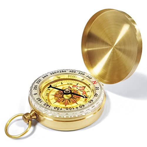 Bahfir Camping Survival Compass for Hiking, Pocket Compass for Kids, Glow in The Dark Compass for Camping Hunting, Outdoor Military Navigation Tool